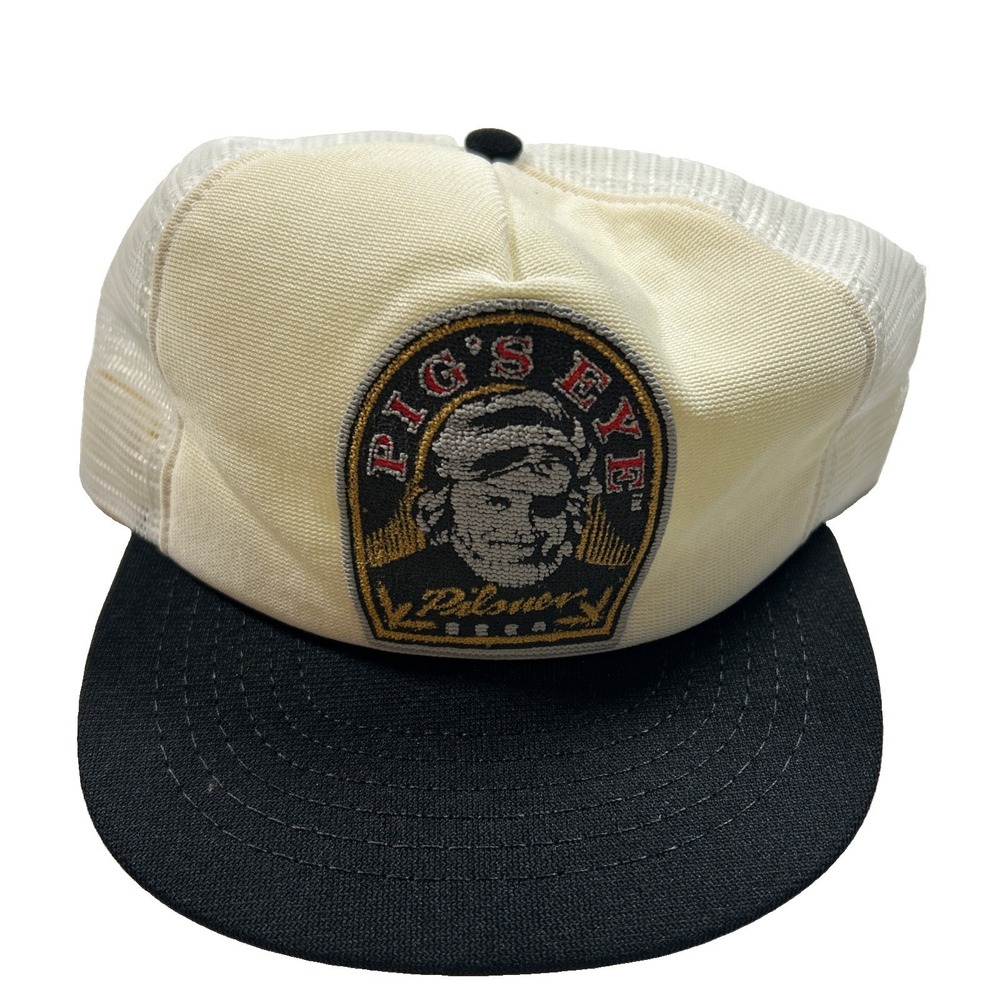 Vintage Unworn Pig's Eye Pilsner Beer Trucker Hat Spartan Made In USA Snapback
